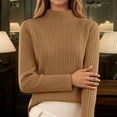 thumbnail image 2 of Gyexs Oversized Sweaters for Women Soft Turtleneck Long Sleeve Wool Sweater Fall Loose Knit Pullover Sweater Tops Women's Fashion, Gold, Size XL, 2 of 4