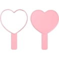 thumbnail image 1 of Espejo de mano para viajes en forma de corazón, espejo de mano cosmético con asa, color rosa, 1 of 6