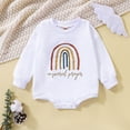 thumbnail image 2 of Generic Fashion Bodysuits for Children's Boys Girls Long Sleeve Winter Romper Tops Cartoon Rainbow Letter Prints for Casual Soft Comfortable Clothing(6-12 Months,White), 2 of 8