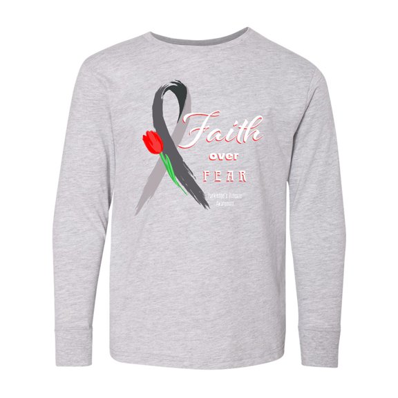 Inktastic Faith over Fear Parkinson's Awareness with Red Tulip Long Sleeve Youth T-Shirt