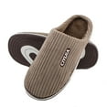 thumbnail image 2 of Fuzzy Slippers for Women Men Memory Foam Winter House Shoes, Tekcoo Slip-On Indoor Comfy Men's Slippers with Non-Slip Sole (Brown, Size 9-10), 2 of 10