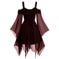 thumbnail image 3 of Robe Patchwork en Chiffon pour Femmes Style Rétro Couleur Unie Manches Trompette Longue Robe Jeu de Rôle Longueur Vintage Médiévale Robe Gothic pour Femmes Robe pour Femmes (Taille : 3TG), 3 of 5