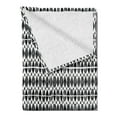 thumbnail image 2 of Black and White Soft Flannel Fleece Throw Blanket, Horizontal Borders with Motifs Monochrome Triangles and Oval Shapes, Cozy Plush for Indoor and Outdoor Use, 50" x 60", Black White, by Ambesonne, 2 of 5