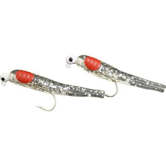 H&H Sparkle Beetle Jig Double Rig Sofbait, Clear & Glitter, 1/4 oz