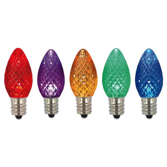 Ampoules de Remplacement à LED Facettées C7 avec Lumières Multicolores - Lot de 5