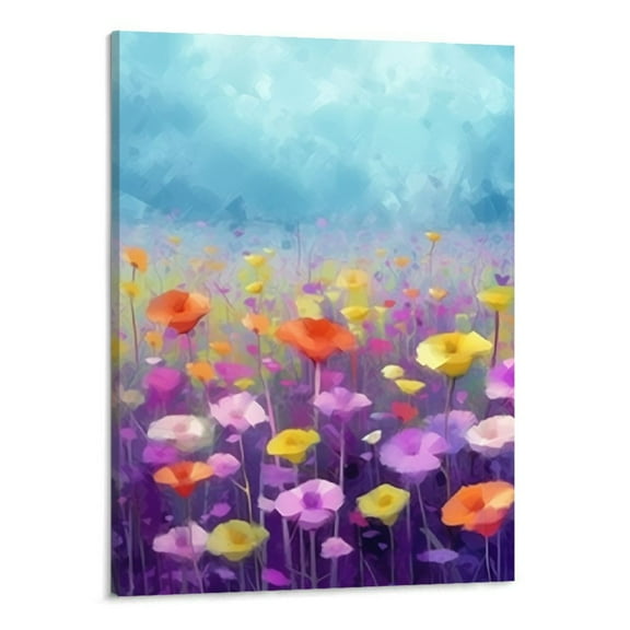 Creowell Abstract Floral Canvas Wall Art, Colorful Flowers Artwork Painting Prints Modern Watercolor Pictures Framed for Living Room Bedroom Bathroom Office Home Decor -16x20 inch
