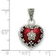 thumbnail image 4 of FB Jewels Sterling Silver Red Enamel & Marcasite Heart Locket, 4 of 4