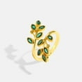 thumbnail image 3 of Zircon Leaf Cross Ring For Women Adjustable Switchable Index Finger Gold Plated Ornament With Elegant Sparkles, 3 of 9