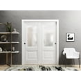 thumbnail image 3 of Sliding Closet Bypass Doors 48 x 80 inches | Lucia 8822 White Silk with Frosted Glass | Sturdy Rails Moldings Trims Hardware Set | Wood Solid Bedroom Wardrobe Doors, 3 of 5