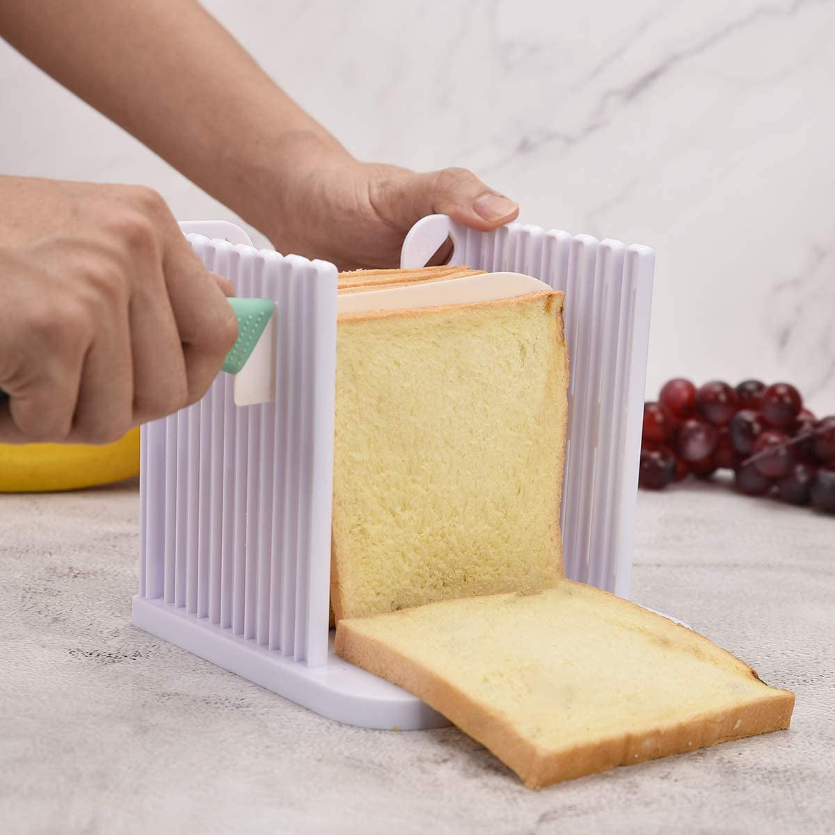 Bread Loaf Slicer Guide Kitchen Fold-able Adjustable Slicing Cutter Toast Tool 