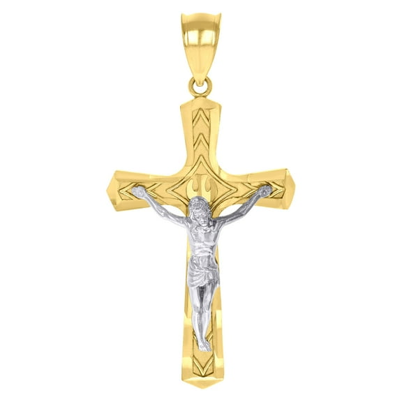 10k 10kt Two-tone Gold Mens Crucifix Cross Religious Charm Pendant Pendant Necklace for Men