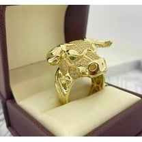 Gems Jewels 2 Ct Round Cut Diamond Wedding Engagement Bull Ring 14K Yellow Gold Plated 925 Sterling Silver For Men's -9.5