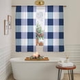 thumbnail image 6 of Sheer Curtain 63 Inch Length 2 Panels Light Filtering Window Curtain Navy Blue White Plaid Sheer Voile Curtains Rod Pocket Window Treatment for Kitchen Living Room Checkerd Pattern, 6 of 9