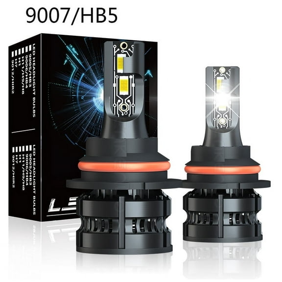 9007/HB5 LED Bulbs, 9007 Dual Hi/Lo LED Bulbs, 6000K Xenon White Plug-and-Play Halogen Replacement LED Bulbs, Pack of 2