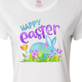 thumbnail image 4 of Inktastic Happy Easter Blue Bunny and Eggs in Grass Women's T-Shirt, 4 of 5