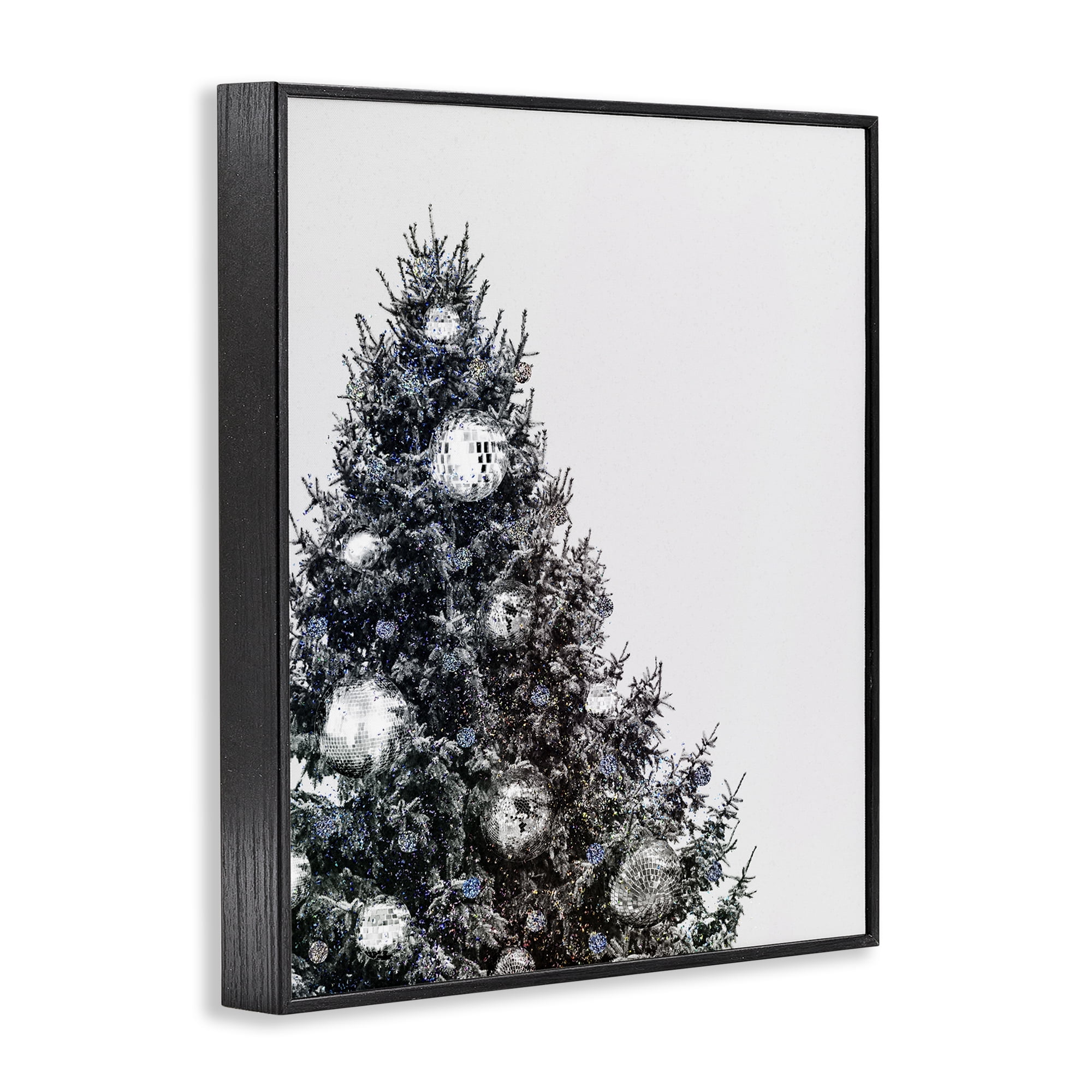 Stupell Industries Disco Ornaments on Tree Holiday Painting Black Framed Art Print Wall Art, 11 x 14