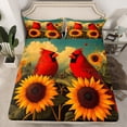 thumbnail image 2 of Feelyou Kawaii Rustic Bird Full Size Sheets, 3D Vintage Sunflower Bed Sheets, Teens Boys Girls Kids Sheet Sets, Lightweight Room Decor, 4 Pieces, 2 of 7