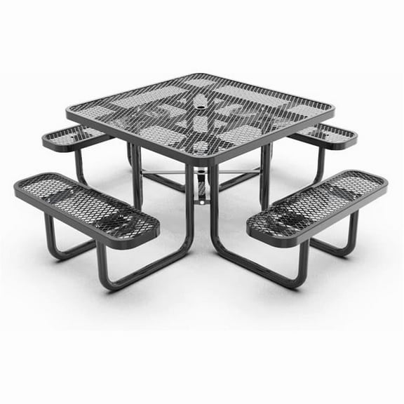Park Elements CD-S46PT-BLK 46' commercial square picnic table - Thermoplastic coated - Black