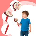 thumbnail image 2 of Chinese Traditional Rattle Drum Handheld Rotating Drum for Kids, Cultural Music Toy with Colorful Cartoon Design and Wooden Handle, 2 of 8
