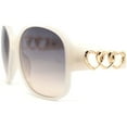 thumbnail image 3 of Womens Metal Heart Jewel Chain Hinge Classic Round Butterfly Plastic Sunglasses Ivory - Brown Smoke, 3 of 4
