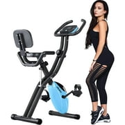 Folding Exercise Bike with 10-Level Adjustable Magnetic Resistance | Upright and Recumbent Foldable Stationary Bike is The Perfect Workout Bike for Home Use for Men, Women, and Seniors
