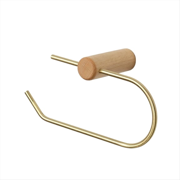 Wooden Tissue Holder Brass Toilet Paper Holder Beech Color & Gold