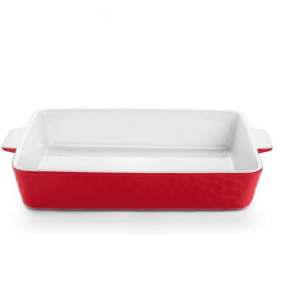 Ceramic Baking Dish, Casserole Dish for Oven, Lasagna Pan Deep, 9x13 Baking Pan with Handles, Porcelain Bakeware for Lasagna, Baking, Cooking, Kitchen, Daily Use, Wedding Gift (Red)