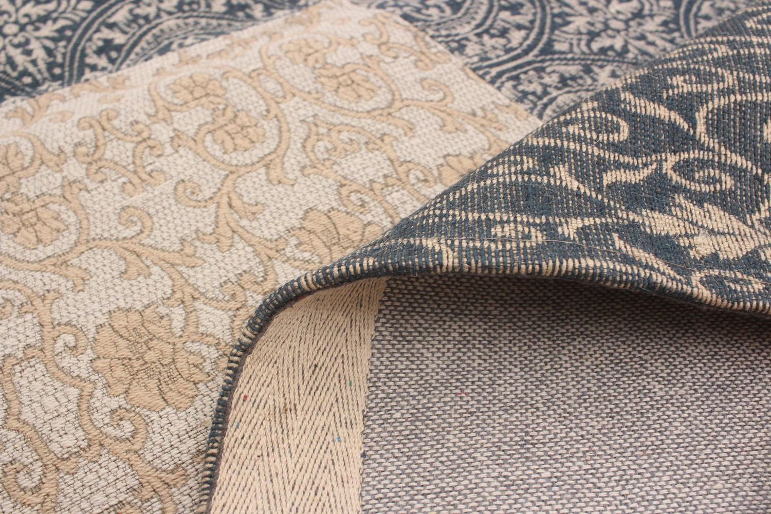 ECARPETGALLERY 5'8" x 7'7" Transitional Collage Handmade Area Rug for Living Room, Dining Room and Bedroom in Blue