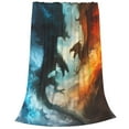 thumbnail image 2 of Honeii Red And Blue Flame Wave Dragon Print Fleece Blanket - Throw Blanket for Bed, Sofa, Couch, Camping, and Travel , Microplush Ultra Soft Warm Blanket-60"x50", 2 of 7