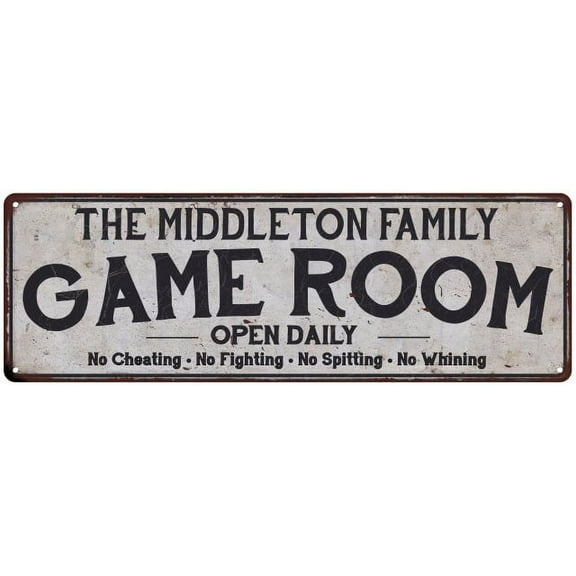 THE MIDDLETON FAMILY Gift Game Room Country Metal 6x18 Sign 206180042964