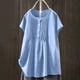thumbnail image 2 of Camisas de Cuello de la Tripulación de Manga Corta para las Mujeres Top Botón de Color Sólido, Camisas de Manga Corta de Verano para las Mujeres Casual Spring Transpirable, 2 of 7