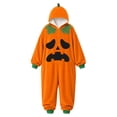 thumbnail image 5 of BOOMNY Halloween Toddler Girls Flannel Romper Hallowmas Pumpkin Face Graphic Long Sleeve Hooded Jumpsuits for Kids Soft Warm One Piece Fuzzy Jumpsuit, 5 of 6