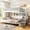 Gray, variant on Harper & Bright Designs Twin over Full Bunk Bed with Striped-Design Staircase, Wooden Bunk Bed Frame with Side Shelf and Open Bookshelf for Apartment Dormitory Bedroom, Pink