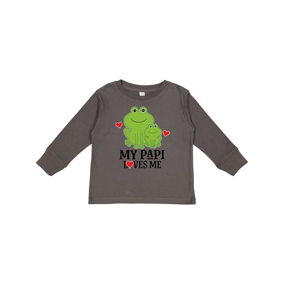 Inktastic My Papi Loves Me Grandson Frog Boys Long Sleeve Toddler T-Shirt
