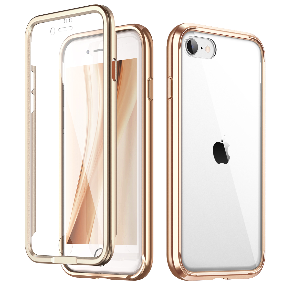 Suritch Iphone Se 2020 Iphone 8 Iphone 7 Clear Case Full Body Protection Rugged Bumper Shockproof Cover With Built In 9h Glass Sensitive Screen Protector Case For Iphone Se 2020 Gold Walmart Com Walmart Com