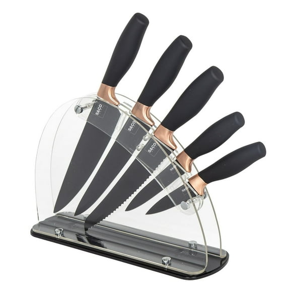 Safdie & Co. Knife 6PC Set With Acrylic Stand Black Matt
