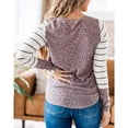 thumbnail image 4 of Blusa de mujer de manga larga con cuello redondo y gemelos, Top de retazos de rayas de leopardo para mujer, 4 of 6