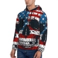 thumbnail image 3 of Uemuo American Flag Skull Pattern Men's Hoodie - Casual Pullover Hoodie with Kangaroo Pocket, Stylish Hooded Sweatshirt for Everyday Wear-XX-Large, 3 of 7