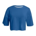 thumbnail image 5 of Trendfront Womens Crop Tops Crewneck Short Sleeve Solid Color Loose Fit Casual Lightweight Basic Summer Tee Tops, 5 of 5