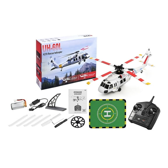RC Helicopter, WL K270 UH-60L 2.4G 4CH 170-Class 4-Rotor Flybarless Altitude Hold Realistic RC Aircraft Model with Optical Flow & Left/Right Hand Throttle Adjustment, Gift for Adults (RTF Version)