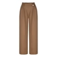 thumbnail image 4 of Summer Savings Clearance! Edvintorg Korean Fashion Womens Casual Pants Women's Baggy Pants Fashion High Waist Wide Leg Pants Solid Color Versatile Casual Suit Pants Khaki XXL, 4 of 6
