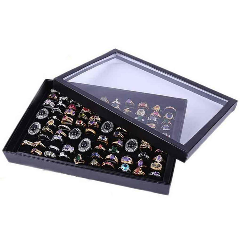 100 Slots Ear Studs Ring Brooches Pin Storage Box Organizer Show Holder  Jewelry Display Case 