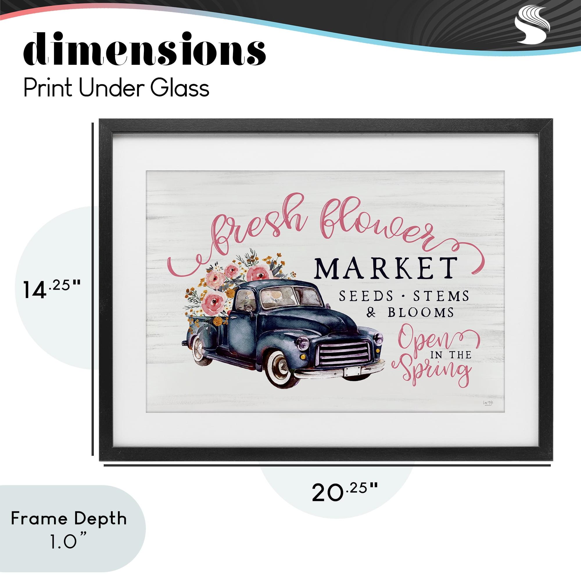 Stupell Industries Antique Spring Market Black Framed Print Under Glass, design by Lux + Me Designs