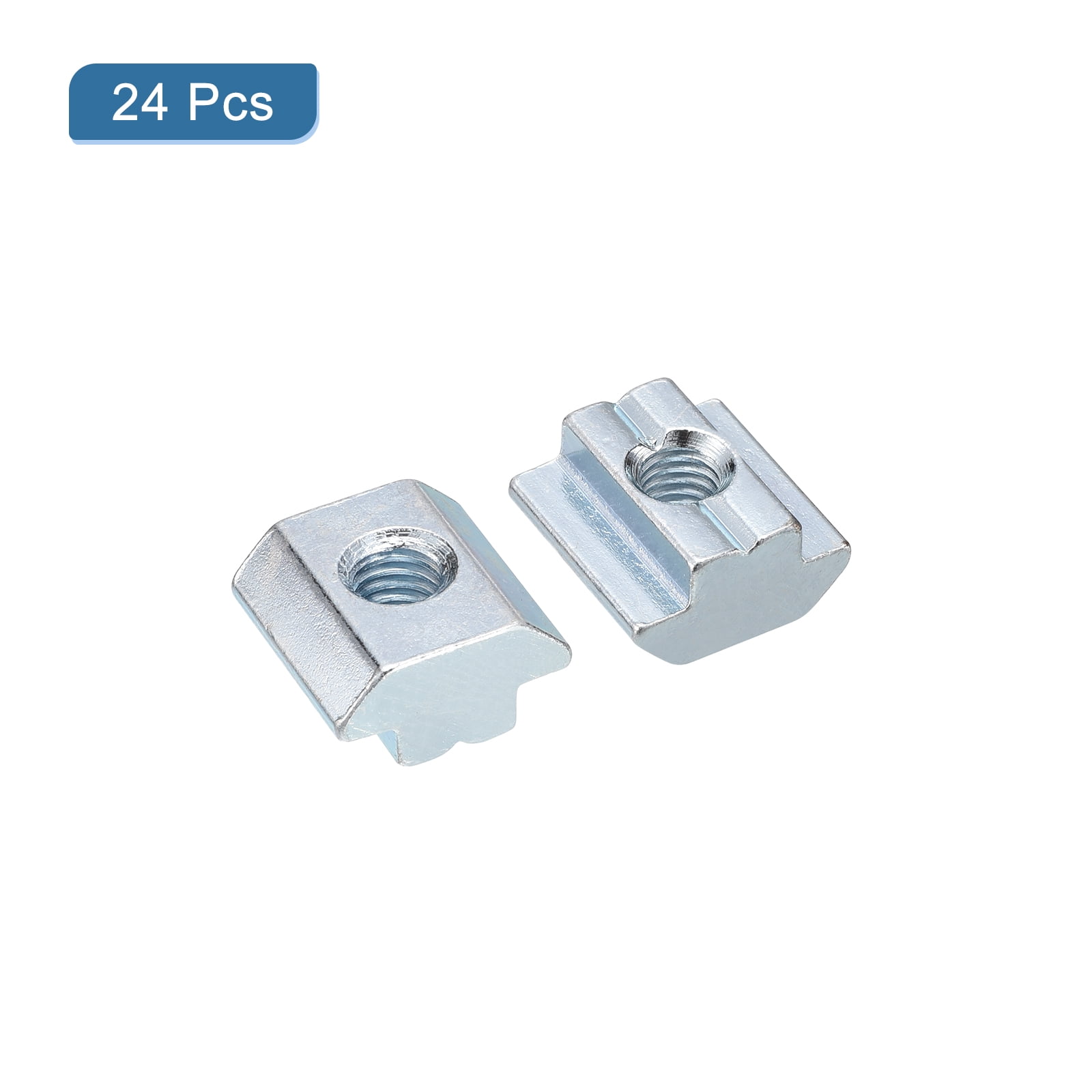 T Nuts, 24pcs - Galvanized Carbon Steel T Slot Bolts, 4545 Series M8 Hammer Head Fastener, Sliding T Nuts for Aluminum Extrusion Profile (Silver)