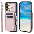 thumbnail image 3 of Decase For Samsung Galaxy A54 5G,Wallet Case PU Leather Shockproof Phone Shell Detachable Lanyard & Wrist Strap,Magnetic Buckle Back Cover Zipper Wallet Card Holder Pocket for Galaxy A54 5G,Rosegold, 3 of 9