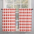 thumbnail image 2 of Brown White Plaid Kitchen Curtain 54 Inch Length Small Short Cafe Tiers Curtains Drape, Gradient Geometric Buffalo Checkered Window Treatment Rod Pocket Drapery Panels Curtains, 42x54, 2 of 5