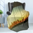thumbnail image 4 of Modern Soft Flannel Fleece Throw Blanket, Empty Office at Sunset with View to Skyline Architecture Downtown City Art, Cozy Plush for Indoor and Outdoor Use, 50" x 70", Orange Grey Green, by Ambesonne, 4 of 5
