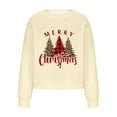 thumbnail image 4 of idosla Merry Christmas Sweatshirt for Women Drop Shoulder Long Sleeve Christmas Tree Pullover Lightweight Shirt (Beige, XL), 4 of 4