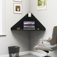 thumbnail image 3 of Corner Wall Desk, Small Corner Desk with Storage Shelves, Triangle Writing Table for Small Spaces, Wall Mounted Floating Table for Study, Living Room, Bedroom (Black), 3 of 9