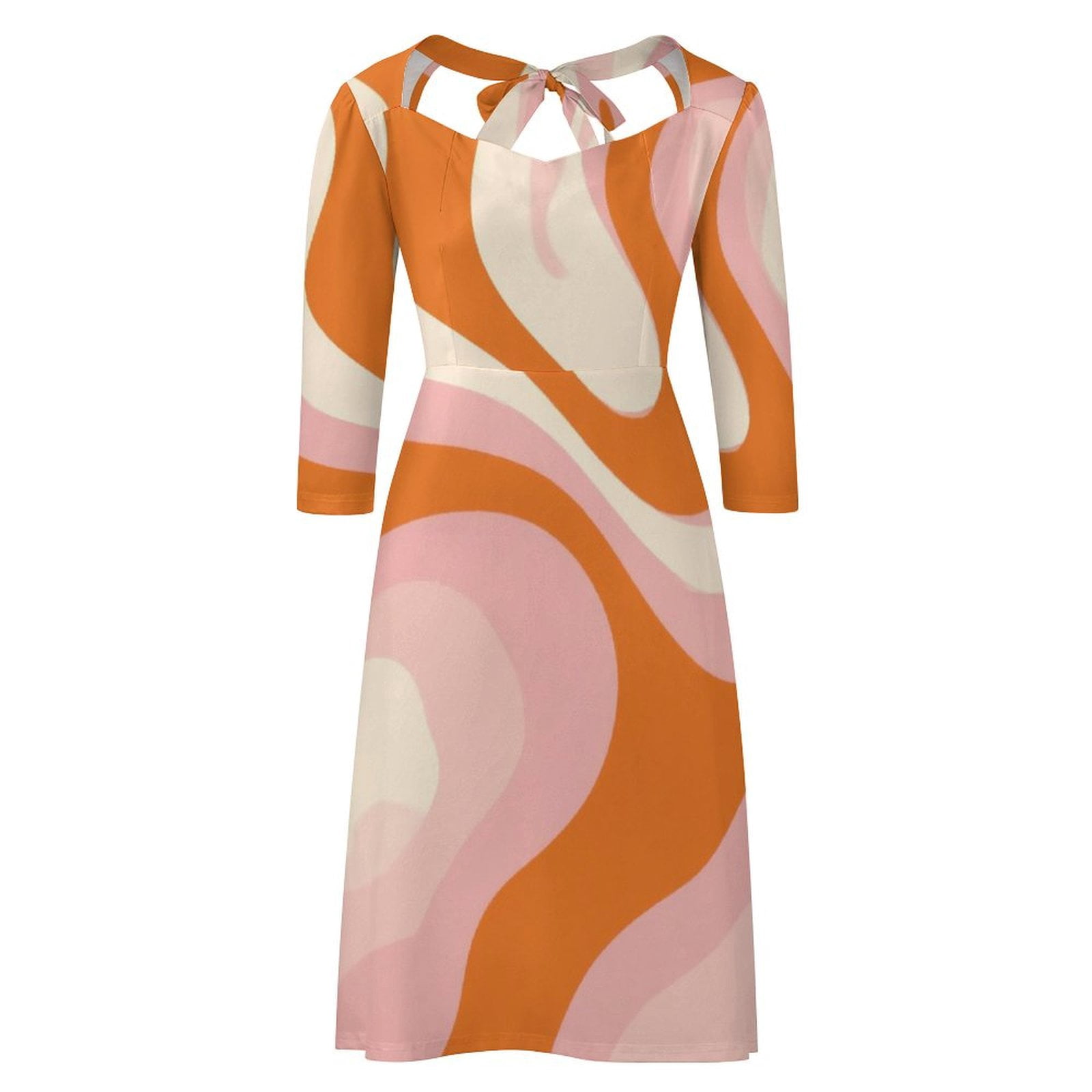 pink and orange swirl dress Swirl Retro Orange Pink Abstract 70s A-Line Dress